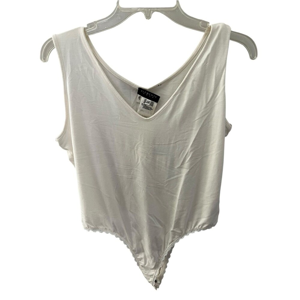 NWT Escada Elements White Sleeveless V-Neck Bodysuit EU 42 Large Minimalist
